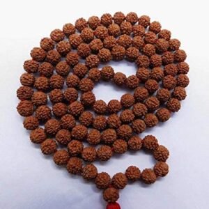 Haridwar Divine 108 Beads Rudraksha Natural Seed Prayer Beads Rudraksha 108 Mala Powerful Rudraksha Mala for Positive Vibes, Meditation, Mantra Japa Mala, Shiv Blessin