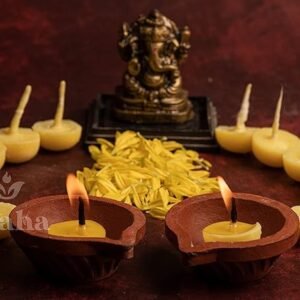 Swaha Premium Cow Ghee Diya Batti | 30 Minute Burning Time Wax Free Ghee Wicks | Ready to Use Pure Cotton Batti for Puja, Aarti & Festivals | 100 Pieces (Pack of 2)